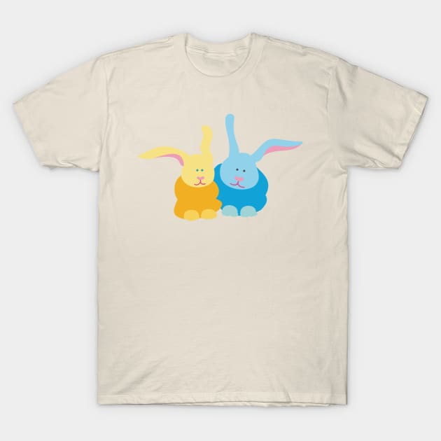 Pair of Blue and Gold Bunnies T-Shirt by evisionarts